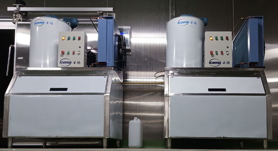 Μηχανή πάγου νιφάδων γλυκού νερού 2T 380V/220V με αποθήκευση πάγου