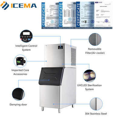 100kg/24h εμπορική μηχανή 200kg/24h 400kg/24h 500kg/24h κύβων πάγου για τον καφέ/το φραγμό/τα ξενοδοχεία/εστιατόριο